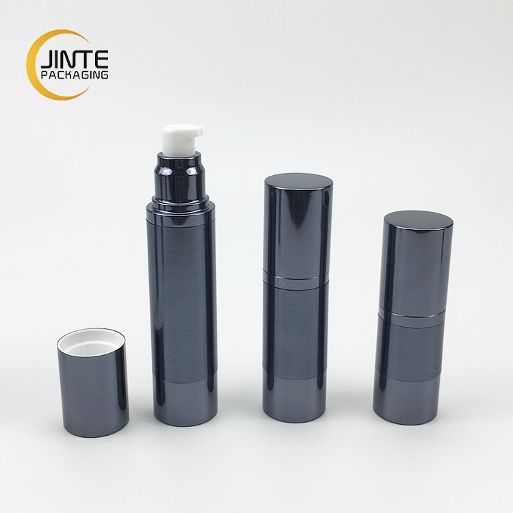 10ml 15ml 30ml 50ml 80ml 100ml 120ml luxury Shiny Dark Blue Aluminum Cosmetic Airless Bottle for Man Skin Care products
