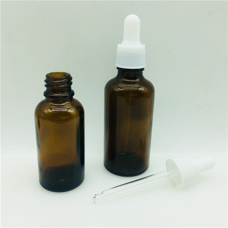 10ml 15ml 30ml 50ml amber glass bottle for oil with dropper white lid