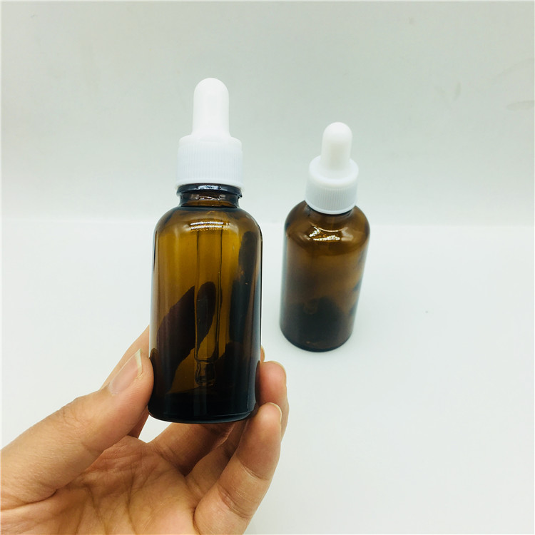 10ml 15ml 30ml 50ml amber glass bottle for oil with dropper white lid