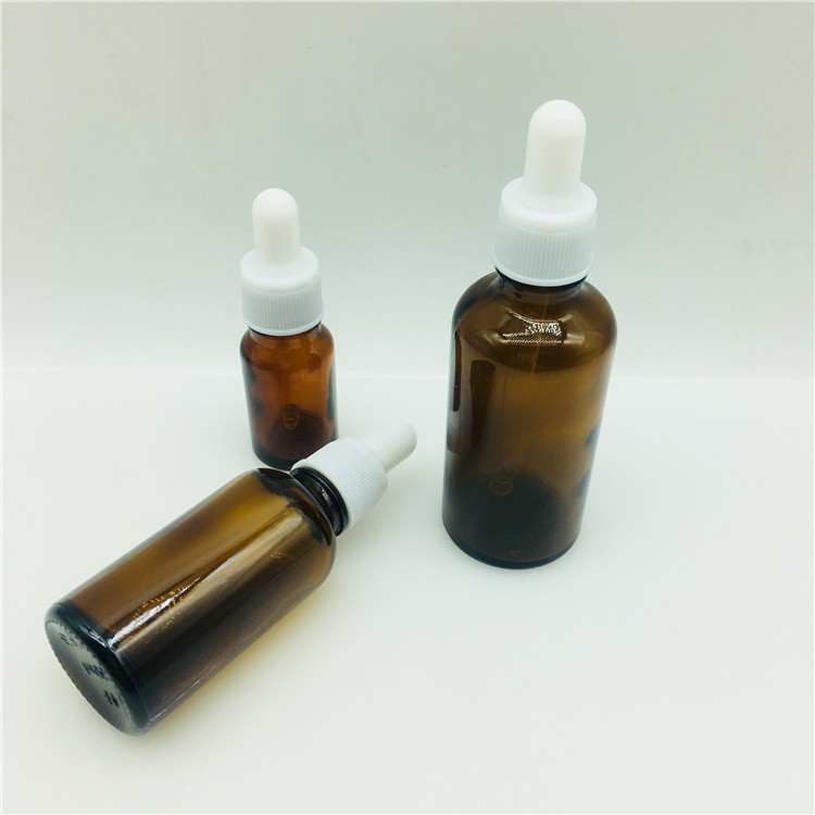 10ml 15ml 30ml 50ml amber glass bottle for oil with dropper white lid