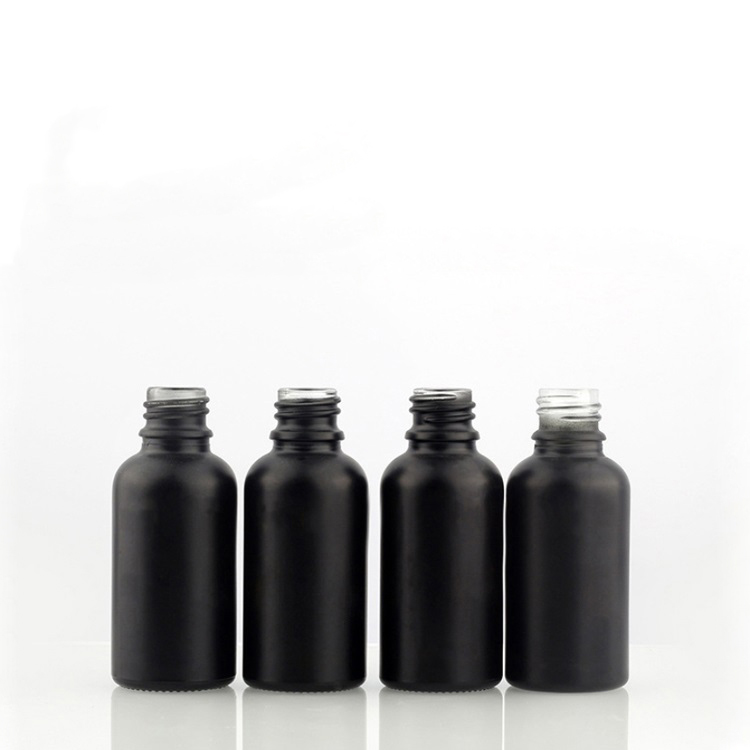10ml 15ml 30ml 50ml euro dropper Tamper evident screw cap matte black glass essential oil bottle
