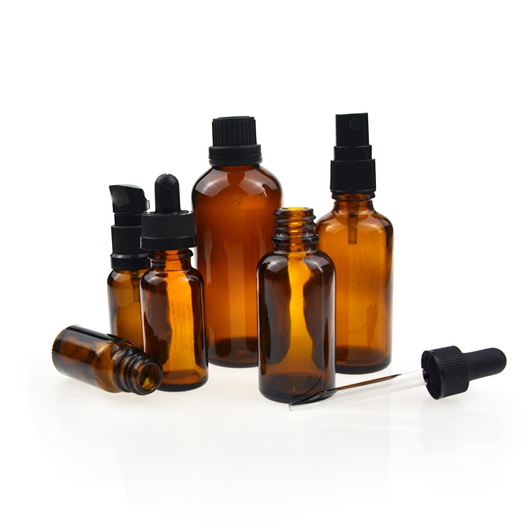 10ml 15ml 30ml Empty Cosmetic Beard Cuticle Face Essential Oil Packing Black Amber Glass Dropper Bottle with Dropper