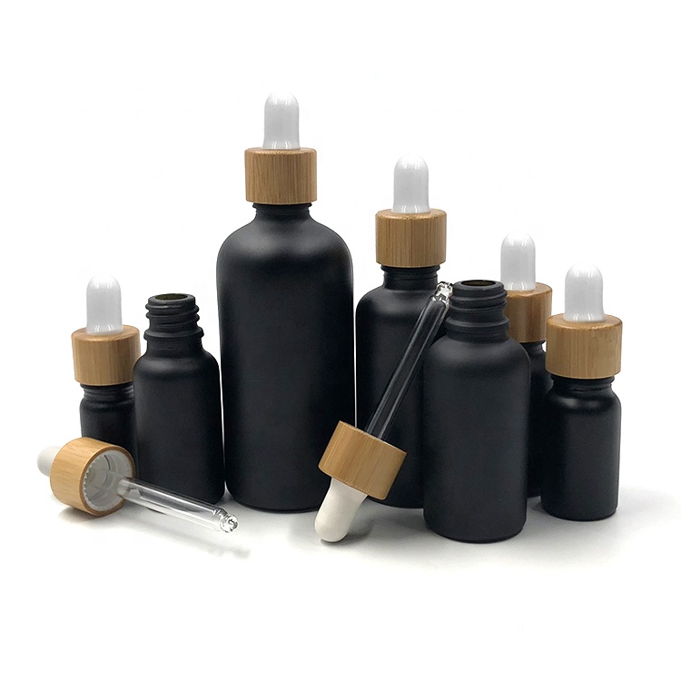10ml 15ml 30ml Empty Cosmetic Beard Cuticle Face Essential Oil Packing Black Amber Glass Dropper Bottle with Dropper