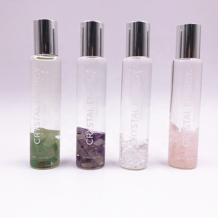 10ml 15ml 30ml Glass Roll on Rose Quartz/Jade /Amethyst/ Moonstone Perfume Rollerball Bottles