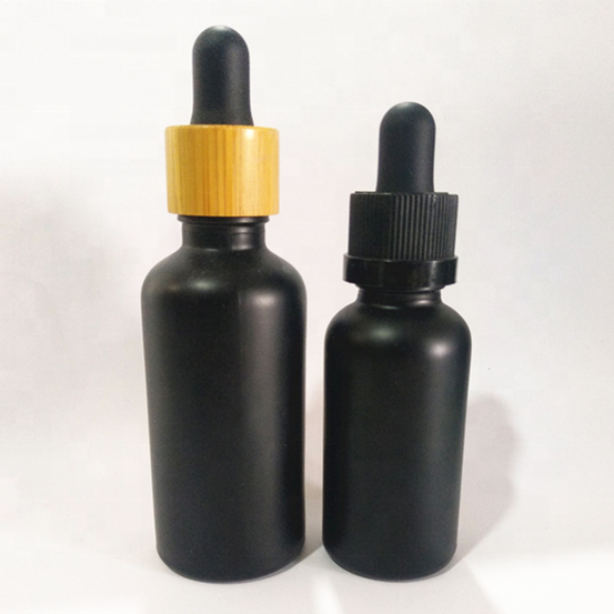 10ml 15ml 30ml black frosted essential oil glass round pipette dropper bottles with dropper
