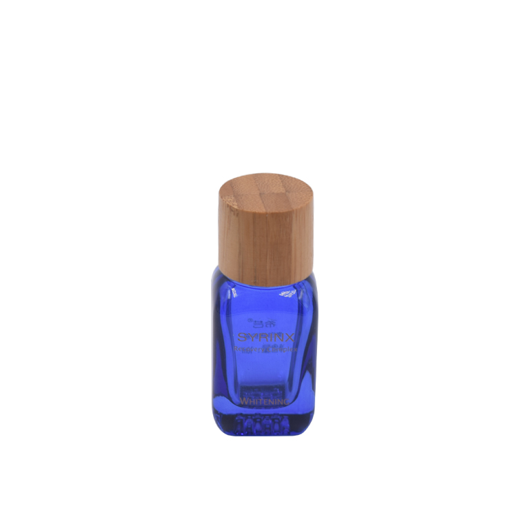 10ml 15ml 30ml blue square glass essential oil bottles with bamboo cap