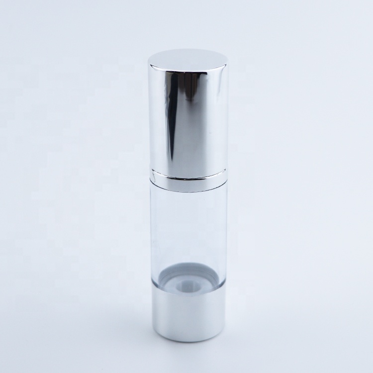 10ml 15ml 30ml silver airless bottle high quality cosmetic airless bottle 30ml Airless Bottles with matte silver cap