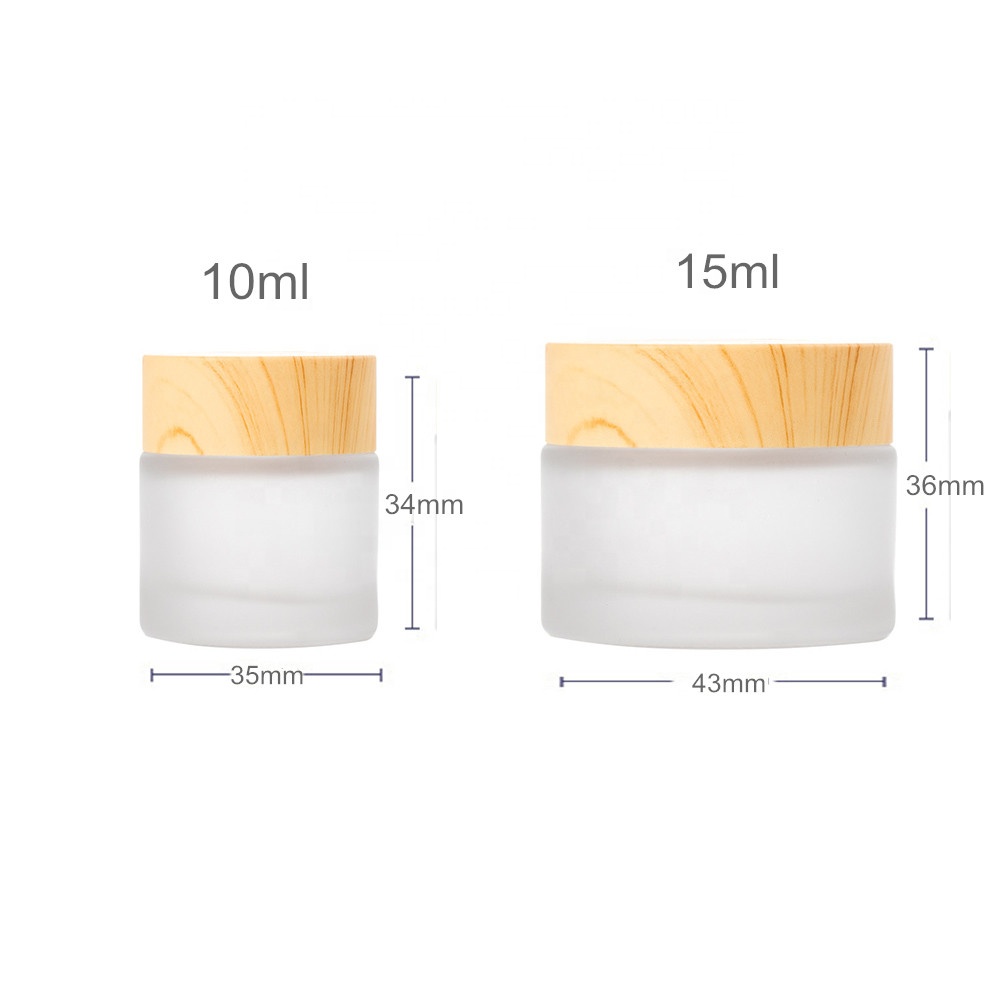 10ml 15ml Clear frosted glass cream jar with Plastic Grain Lids and screw cap for Face cream container packaging
