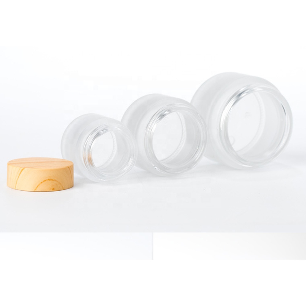 10ml 15ml Clear frosted glass cream jar with Plastic Grain Lids and screw cap for Face cream container packaging