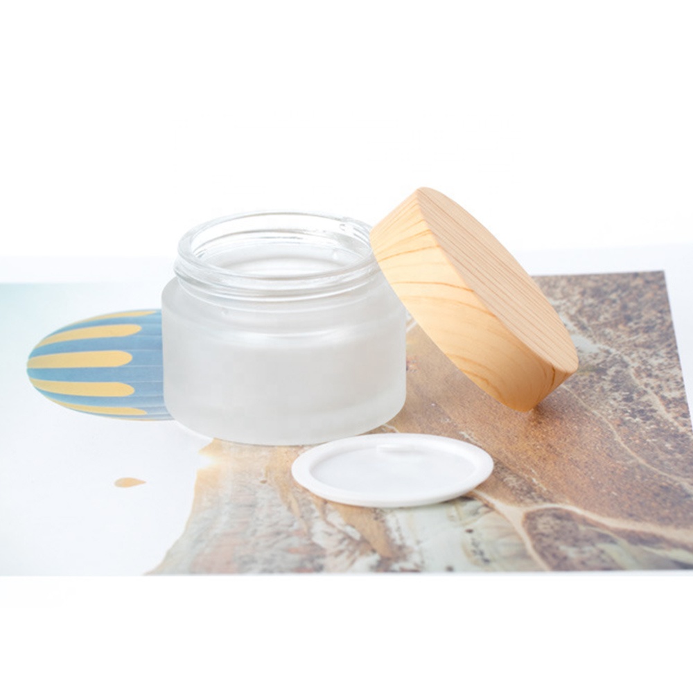 10ml 15ml Clear frosted glass cream jar with Plastic Grain Lids and screw cap for Face cream container packaging