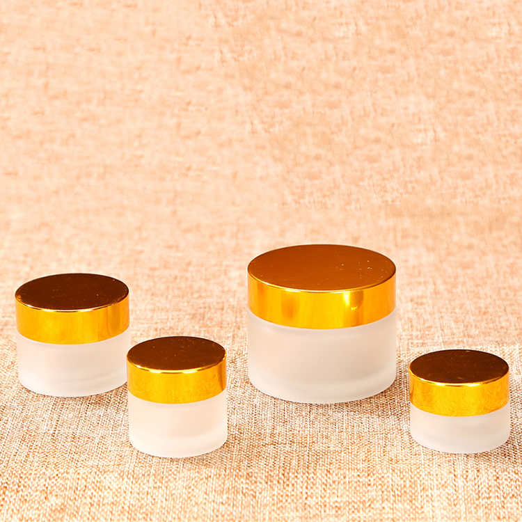10ml 15ml Clear frosted glass cream jar with gold Lids and screw cap for Face cream container packaging