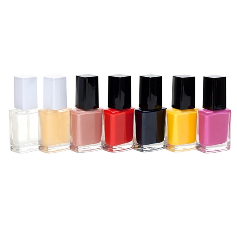 10ml 15ml Hot custom luxury Square Clear empty uv gel nail oil polish care glass bottle with plastic caps