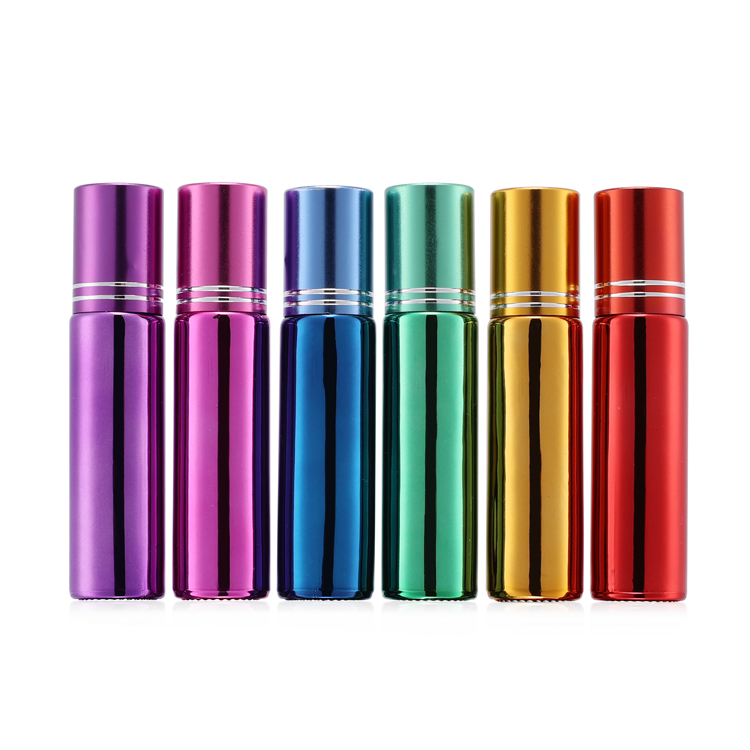 10ml 15ml logo printing electroplate gold or silver glass tube pen roll on bottles