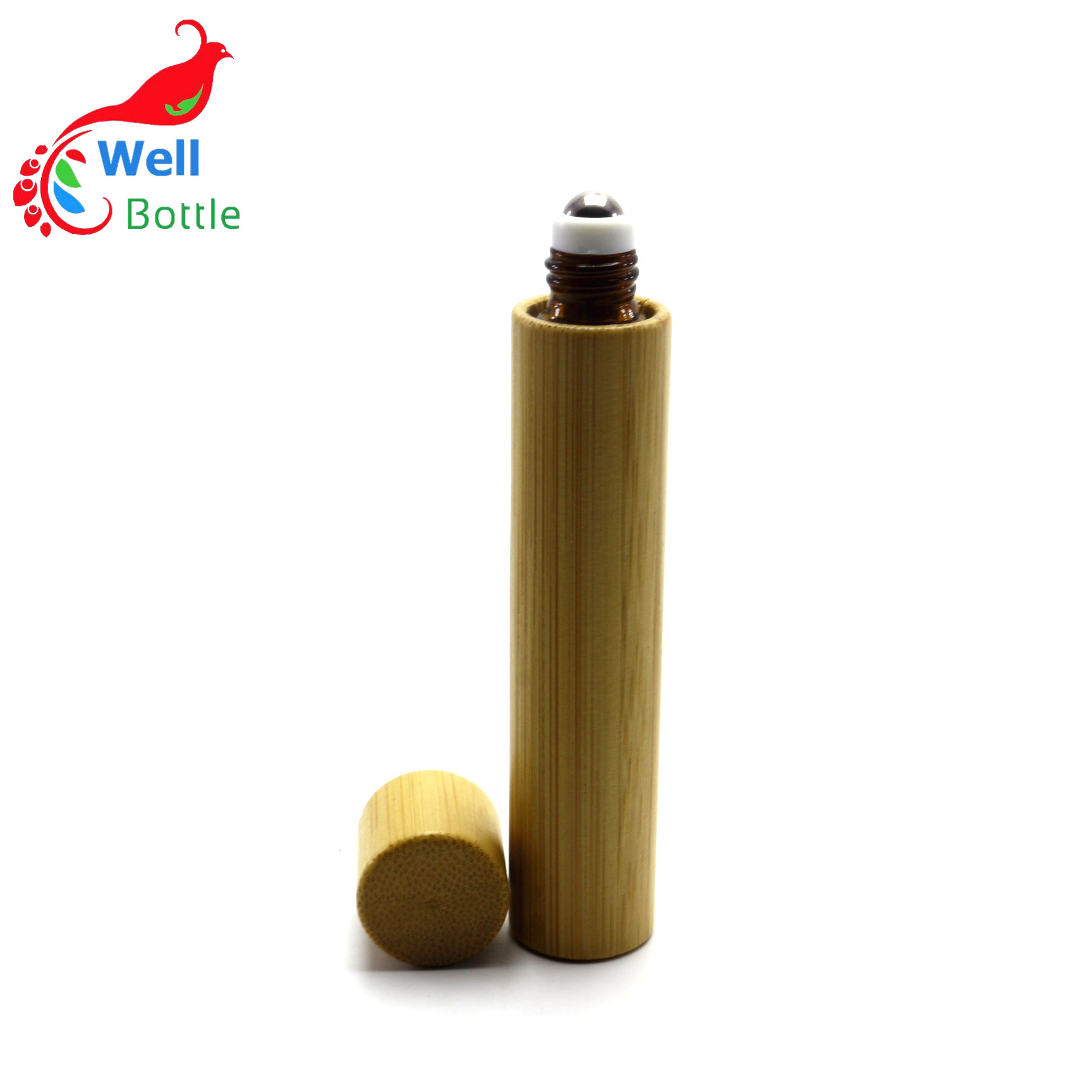 10ml 15ml perfume oil roll on essential oil bottle with bamboo lid screw cap Roller-080RL