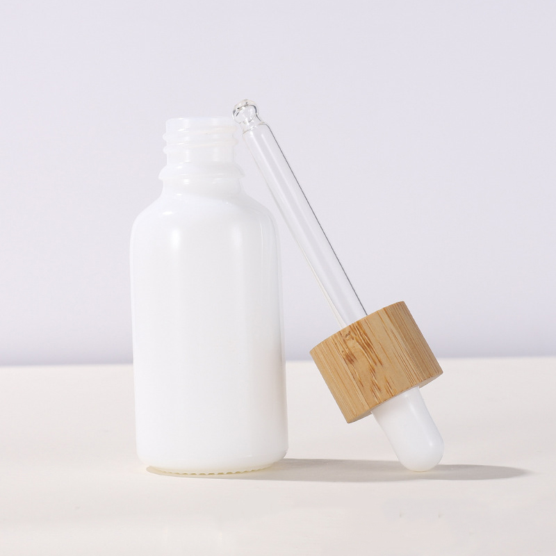 10ml 20ML pipette fine oil bottle 30ML 50ml wood ring white porcelain Dropper bottle 15ML 100ml glass bottle bamboo cap