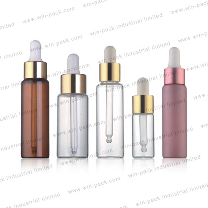 10ml 20ml 25ml 30ml luxury empty custom printing cosmetic frosted yellow or amber glass serum dropper bottle packaging