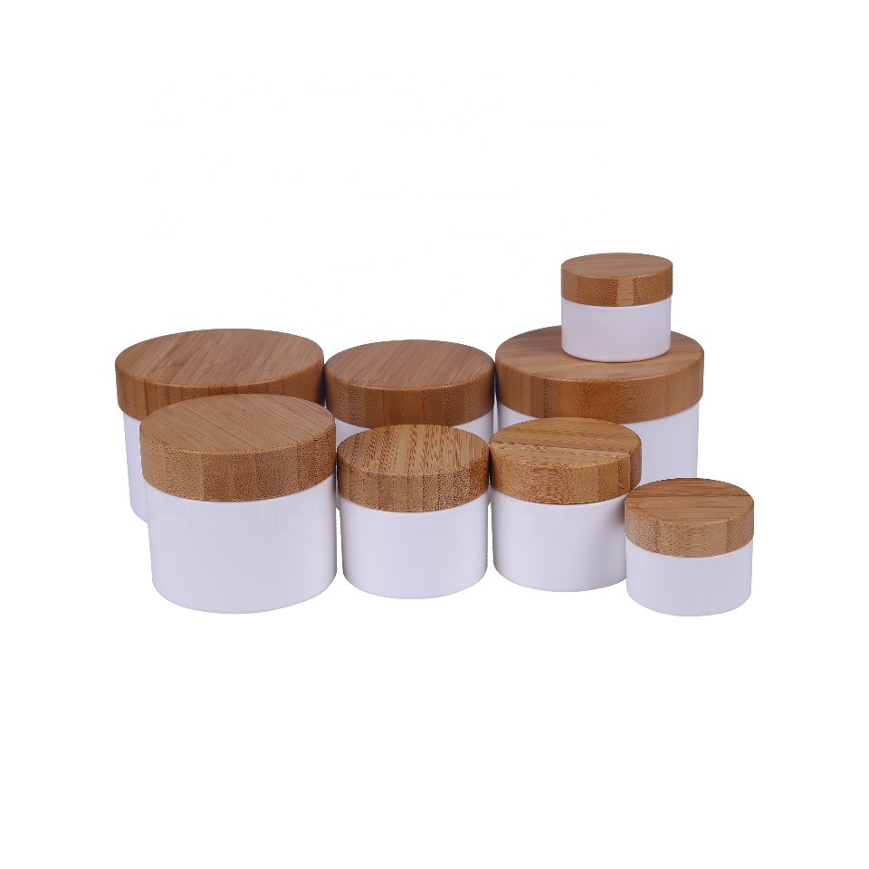 10ml 20ml 30ml 50ml 100ml 150ml 200ml 250ml Bamboo Cosmetic Packaging Bamboo Plastic Jar with White PP  for Body Cream
