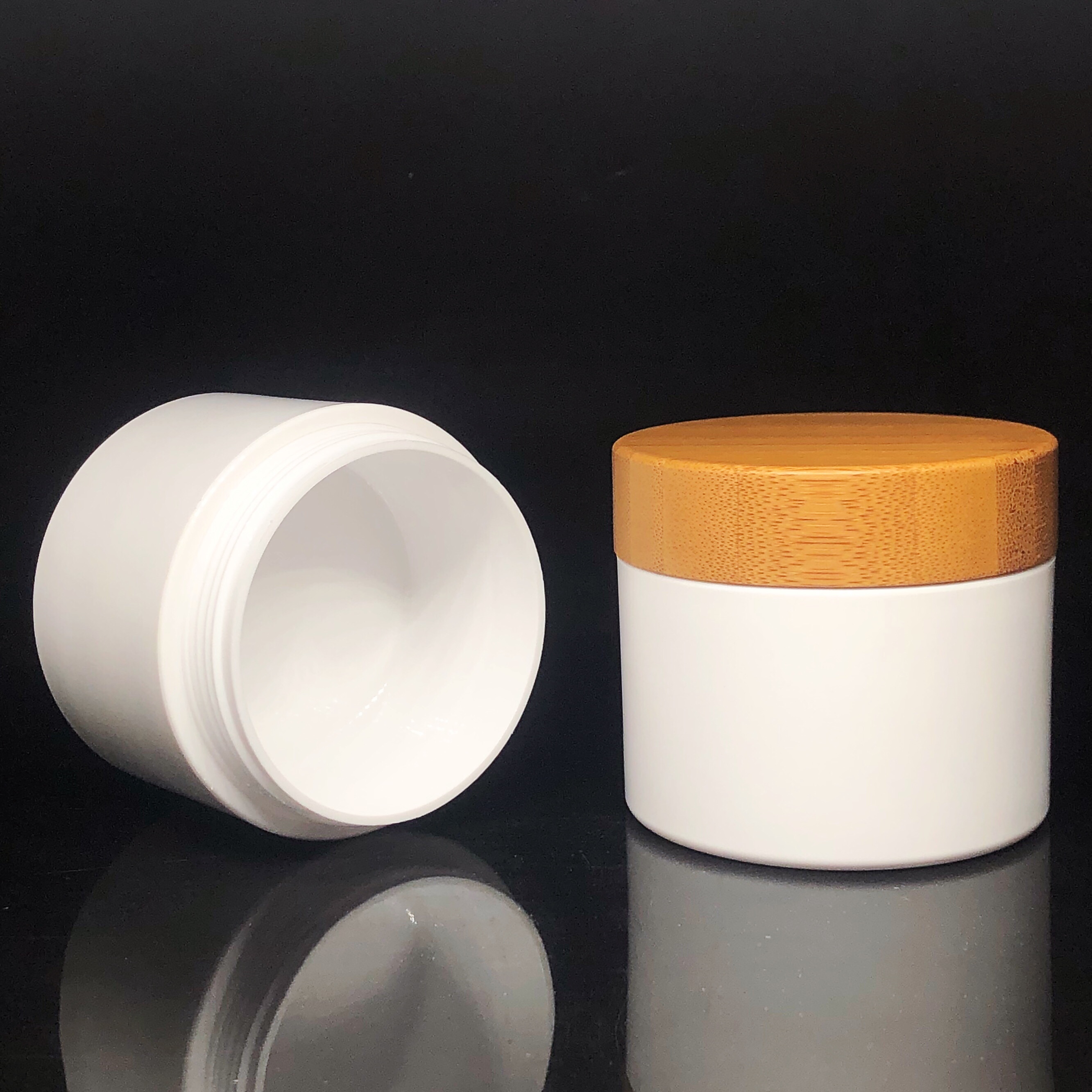 10ml 20ml 30ml 50ml 100ml 150ml 200ml 250ml Bamboo Cosmetic Packaging Bamboo Plastic Jar with White PP for Body Cream