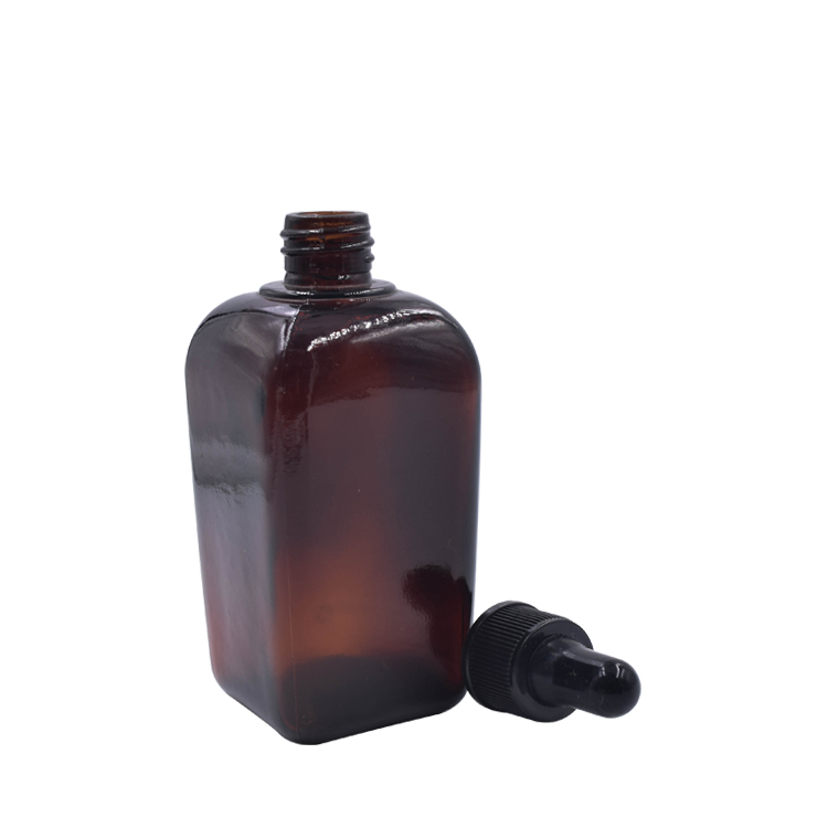 10ml 20ml 30ml 50ml 100ml natural amber color boston essential bottle french square glass dropper bottle with black dropper