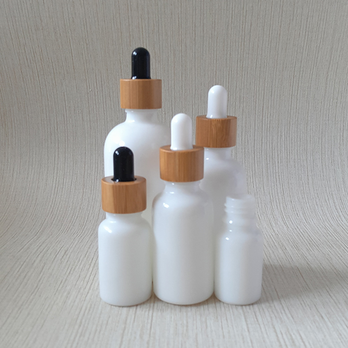 10ml 20ml 30ml 50ml 100ml porcelain opal white bamboo lid glass dropper bottle
