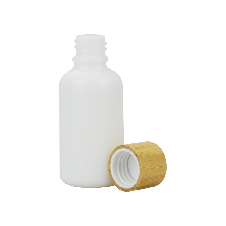 10ml 20ml 30ml 50ml 100ml white glass bottle essential oil liquid foundation bottle bamboo cap