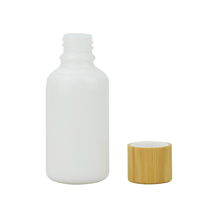 10ml 20ml 30ml 50ml 100ml white glass bottle essential oil liquid foundation bottle bamboo cap