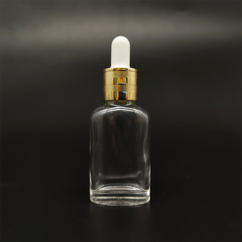 10ml 20ml 30ml 50ml Clear Hot Stamping Flat Empty Glass Dropper Essential Oil Bottle