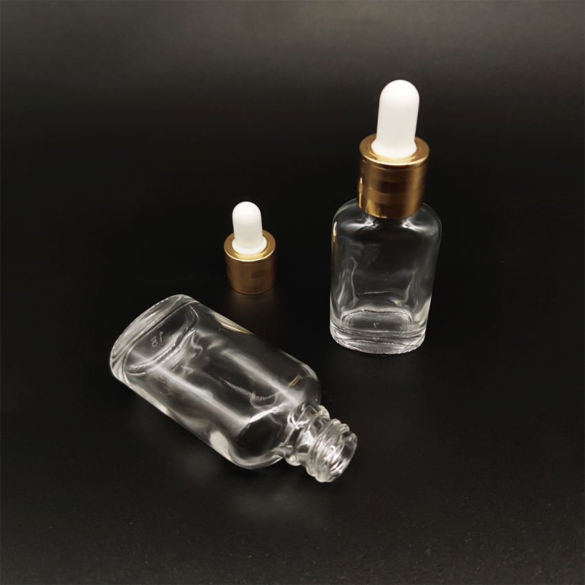 10ml 20ml 30ml 50ml Clear Hot Stamping Flat Empty Glass Dropper Essential Oil Bottle