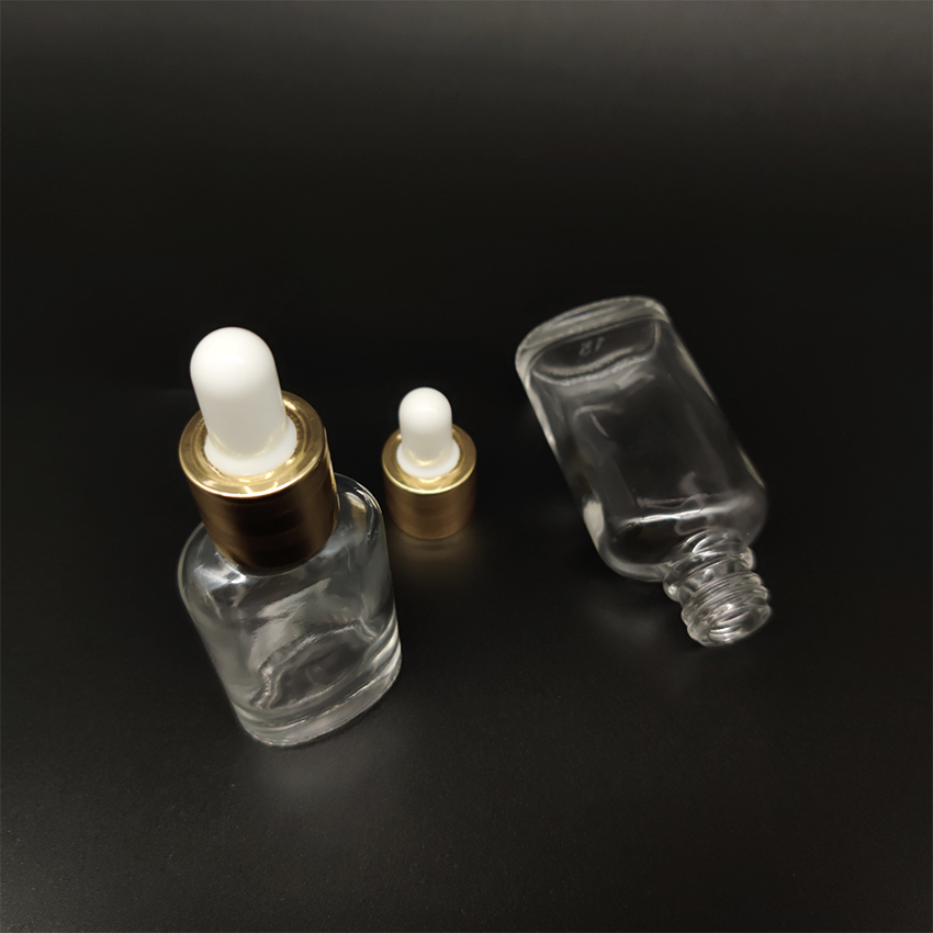 10ml 20ml 30ml 50ml Clear Hot Stamping Flat Empty Glass Dropper Essential Oil Bottle