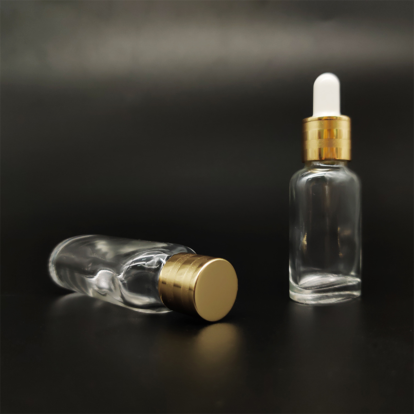 10ml 20ml 30ml 50ml Clear Hot Stamping Flat Empty Glass Dropper Essential Oil Bottle