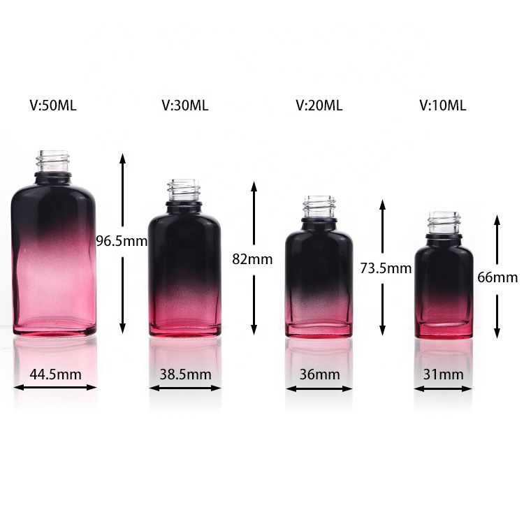 10ml 20ml 30ml 50ml Gradient Colour Oblate Essence Moisturizing Repair Cosmetic Essential Oil Glass Dropper Bottles