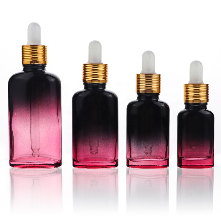 10ml 20ml 30ml 50ml Gradient Colour Oblate Essence Moisturizing Repair Cosmetic Essential Oil Glass Dropper Bottles
