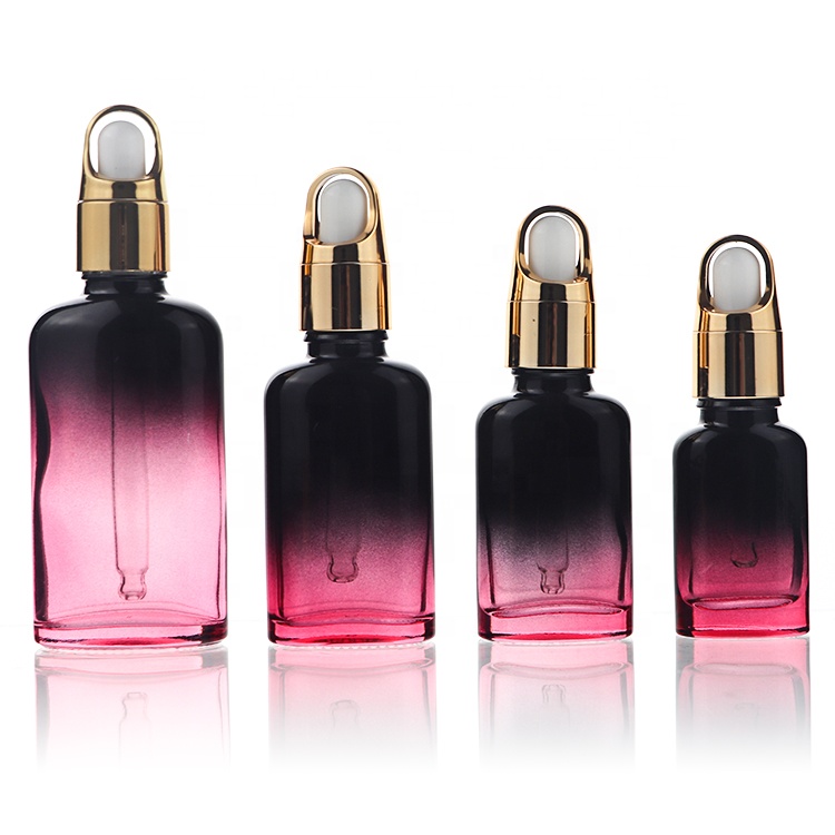 10ml 20ml 30ml 50ml Gradient Colour Oblate Essence Moisturizing Repair Cosmetic Essential Oil Glass Dropper Bottles