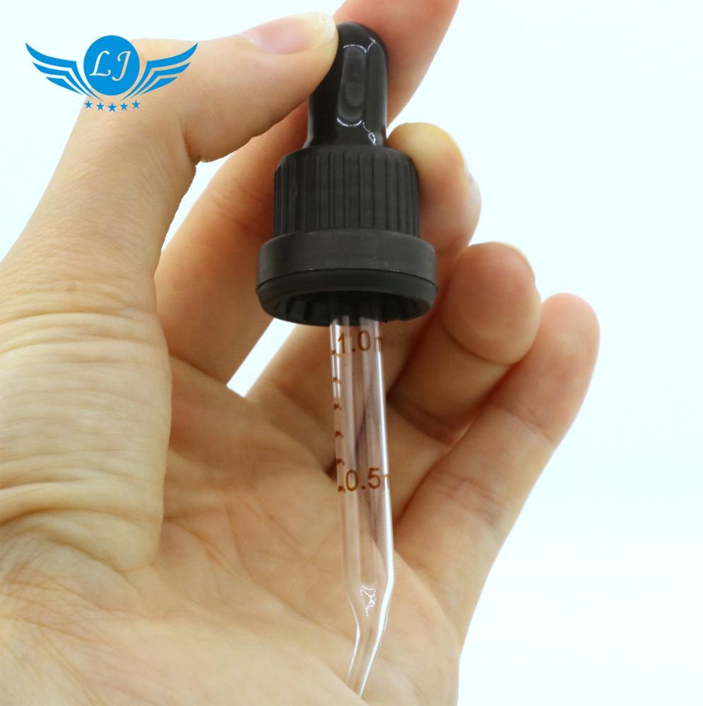 10ml 20ml 30ml 50ml amber glass bottle with Angle Curved Tip Glass Pipette dropper and black childproof Cap
