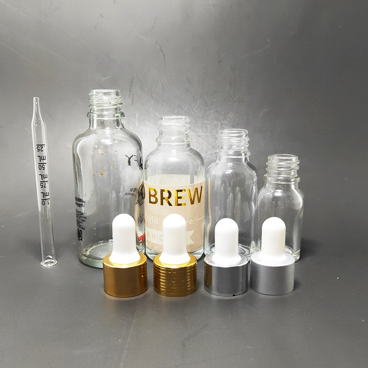 10ml 20ml 30ml 50ml cosmetic packaging anodized electroplate UV rose gold silver glass essential oil dropper bottles
