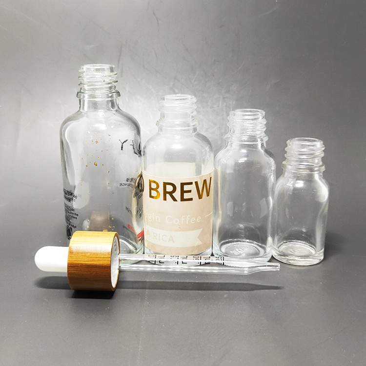 10ml 20ml 30ml 50ml cosmetic packaging anodized electroplate UV rose gold silver glass essential oil dropper bottles