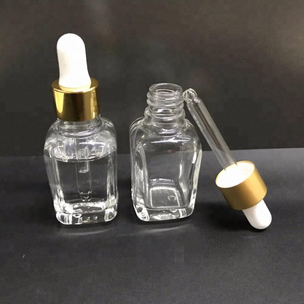 10ml 20ml 30ml 50ml100ml personal care square clear glass essential oil glass bottle with Pipette Droppers