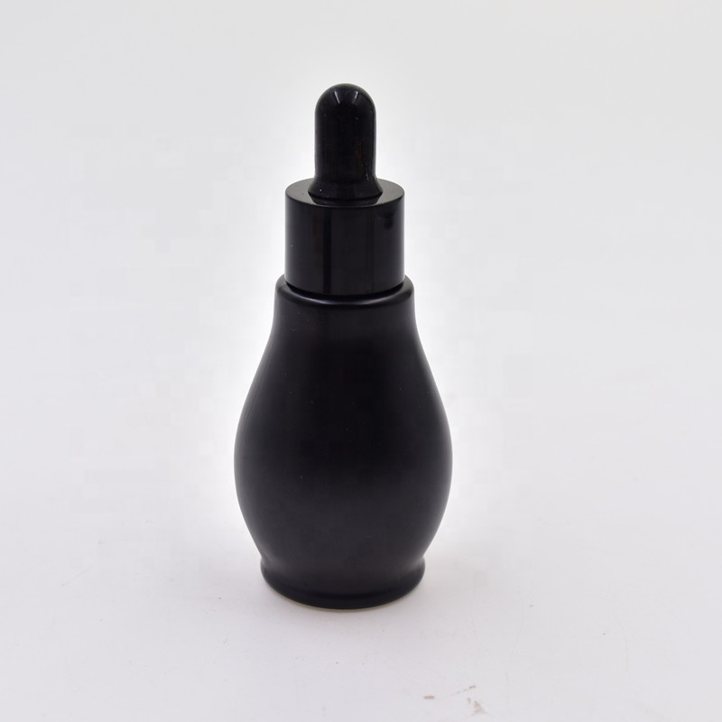 10ml 20ml 30ml 60ml 100ml matte black single gourd essential oil cosmetic packaging glass bottle with dropper spray pump cap