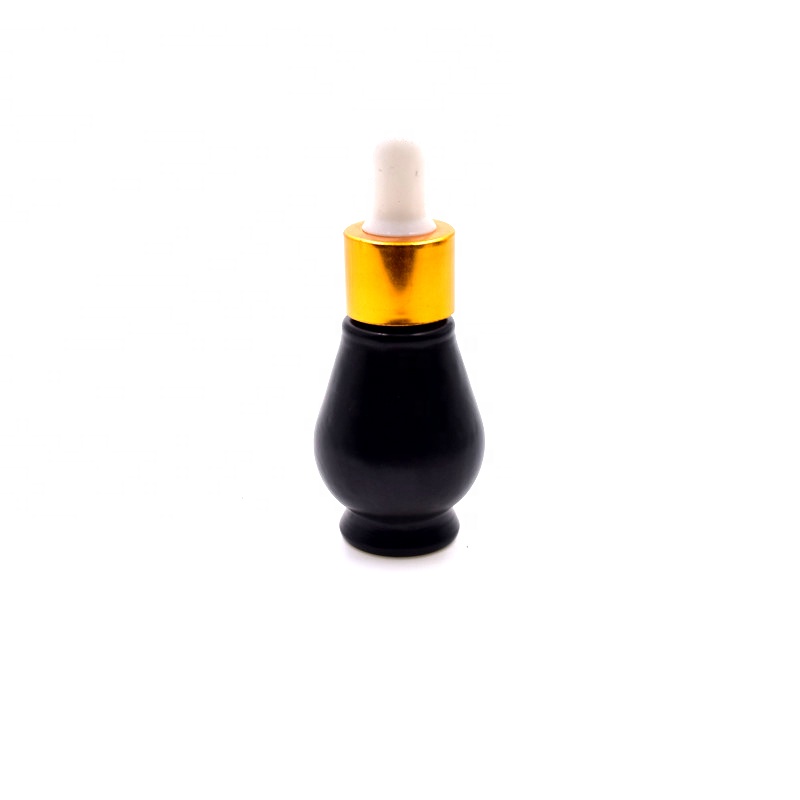 10ml 20ml 30ml 60ml 100ml matte black single gourd essential oil cosmetic packaging glass bottle with dropper spray pump cap
