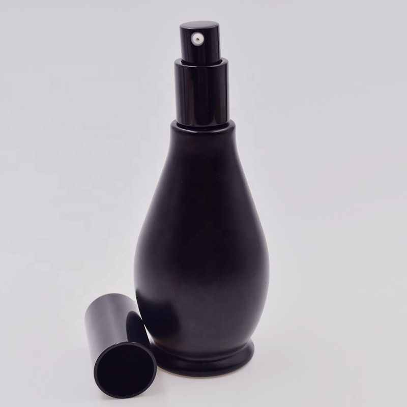 10ml 20ml 30ml 60ml 100ml matte black single gourd essential oil cosmetic packaging glass bottle with dropper spray pump cap