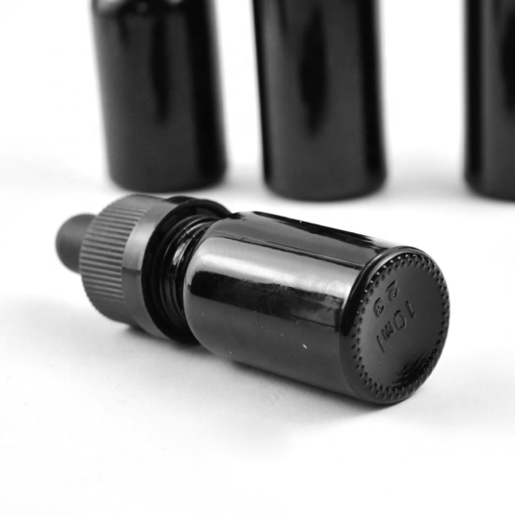10ml 20ml 30ml black glass dropper pipette bottle with black Child resistant caps for essential oil