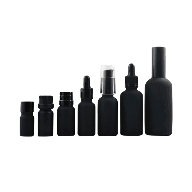 10ml 20ml 30ml frosted black cbd oil glass bottle with cap
