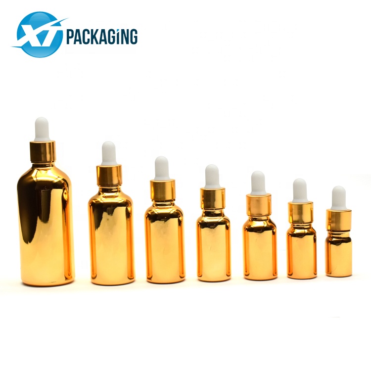 10ml 20ml 30ml gold glass dropper pipette bottle with gold Child resistant caps for essential oil