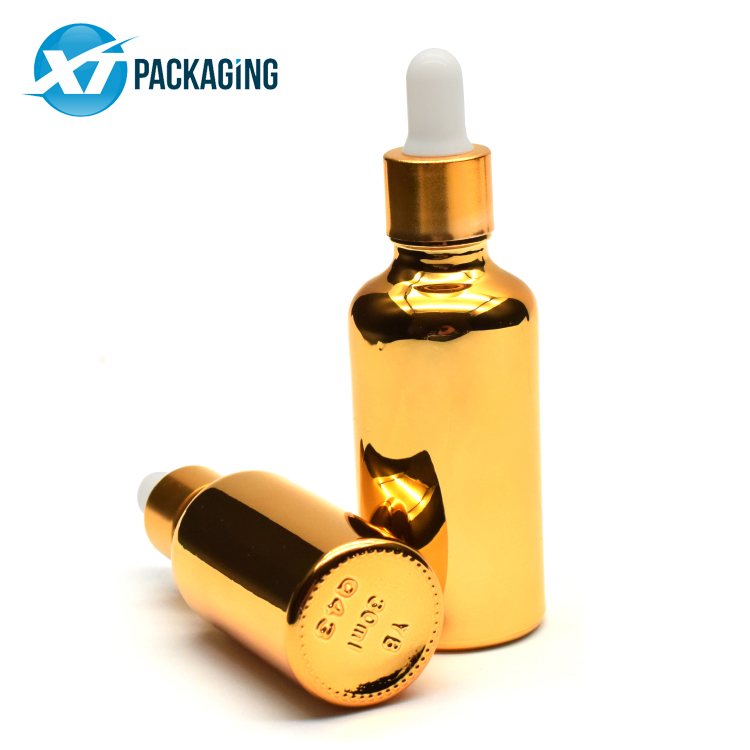 10ml 20ml 30ml gold glass dropper pipette bottle with gold Child resistant caps for essential oil