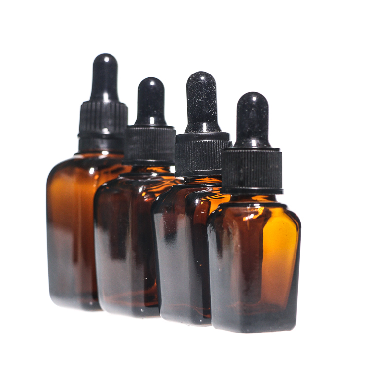 10ml 25ml 35ml 50ml 100ml Custom  Empty Amber Square Glass Essential Oil Dropper Bottle