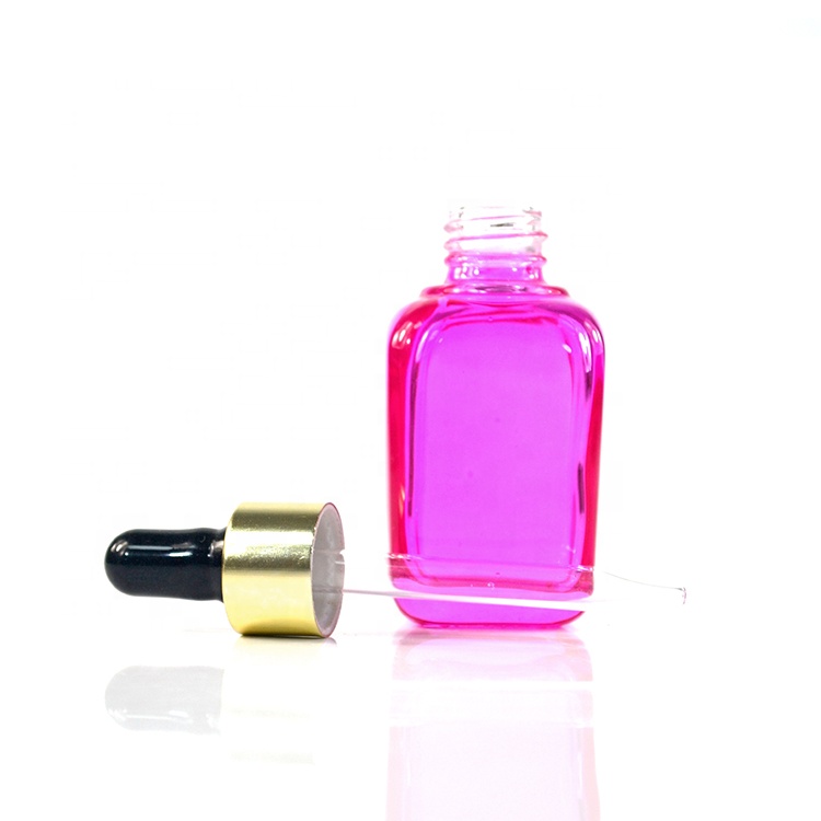 10ml 30 ml 1 oz pink french square glass dropper bottle for cosmetic serum