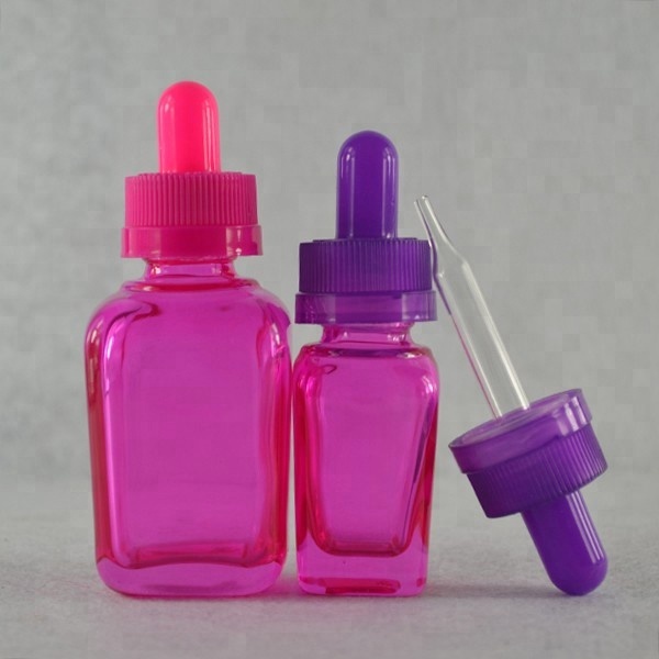 10ml 30 ml 1 oz pink french square glass dropper bottle for cosmetic serum