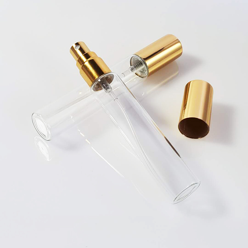 10ml 30ml 40ml 50ml Private Labels Essential Oil Bamboo Cap Gold Pump Spray Glass Bottle With Screw Liquor