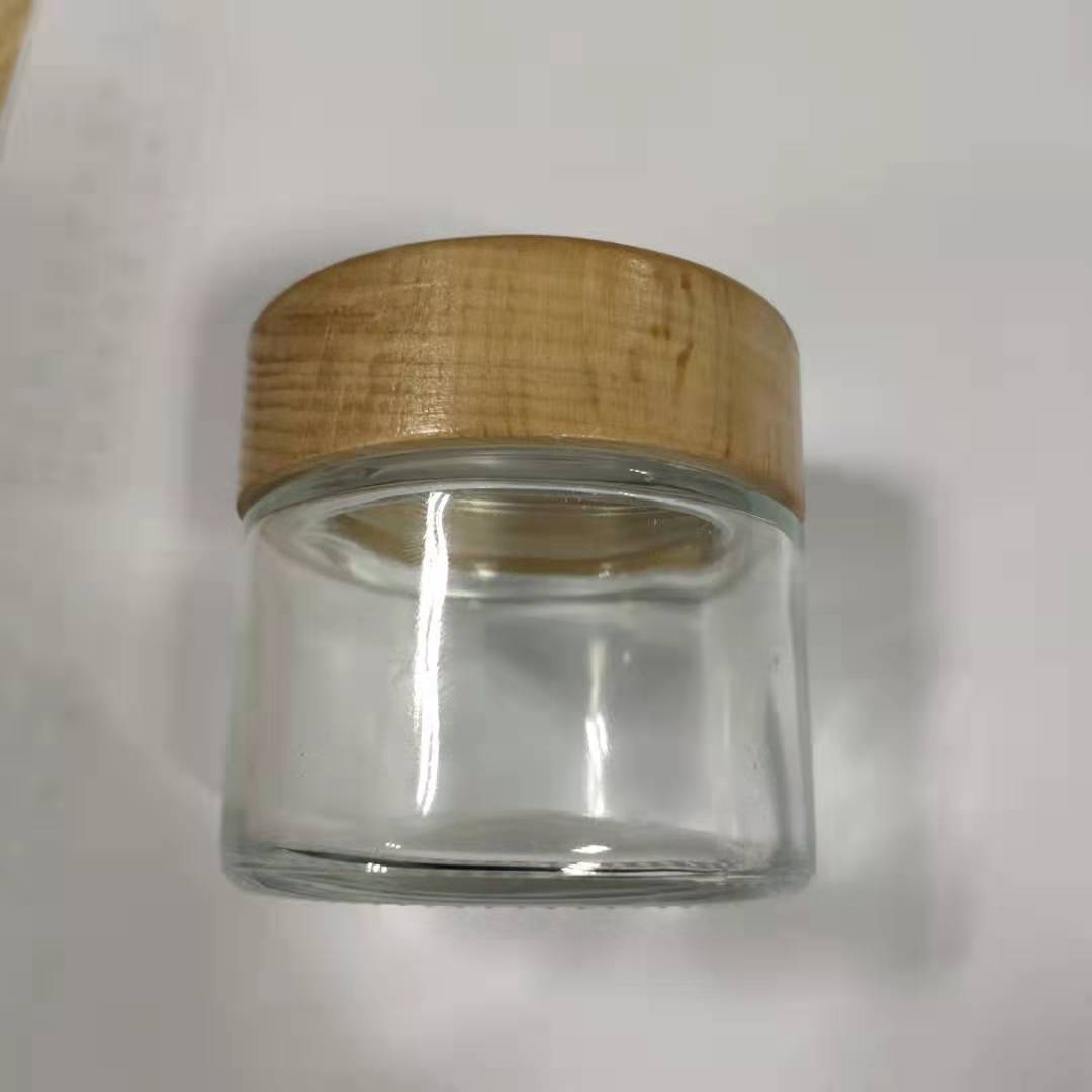10ml 30ml 50 ml clear round personal skin care face cream cosmetic packing glass jar with screw bamboo lid