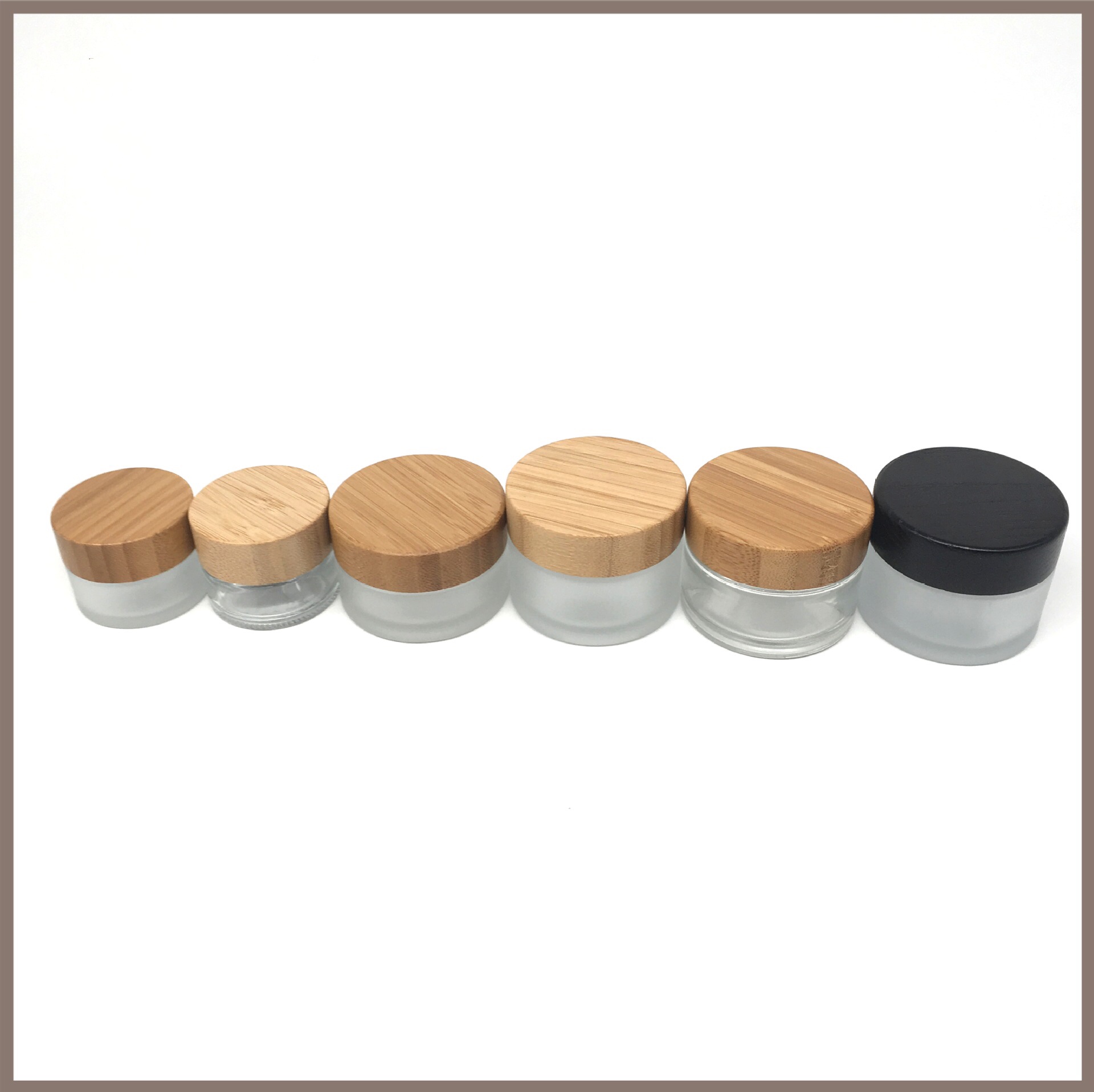10ml 30ml 50 ml clear round personal skin care face cream cosmetic packing glass jar with screw bamboo lid